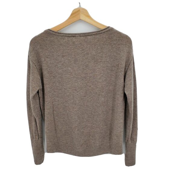 Athleta Womens Brindle Mixed Knit Sweater Wool Blend Thumbholes Size XS - Picture 2 of 4